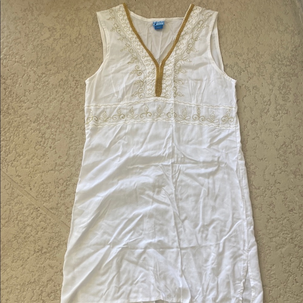 Gold Zipper White Swim Coverup